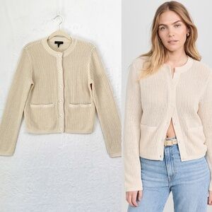 Rag & Bone Viola Open Mesh Knit Cardigan Beige Sz S